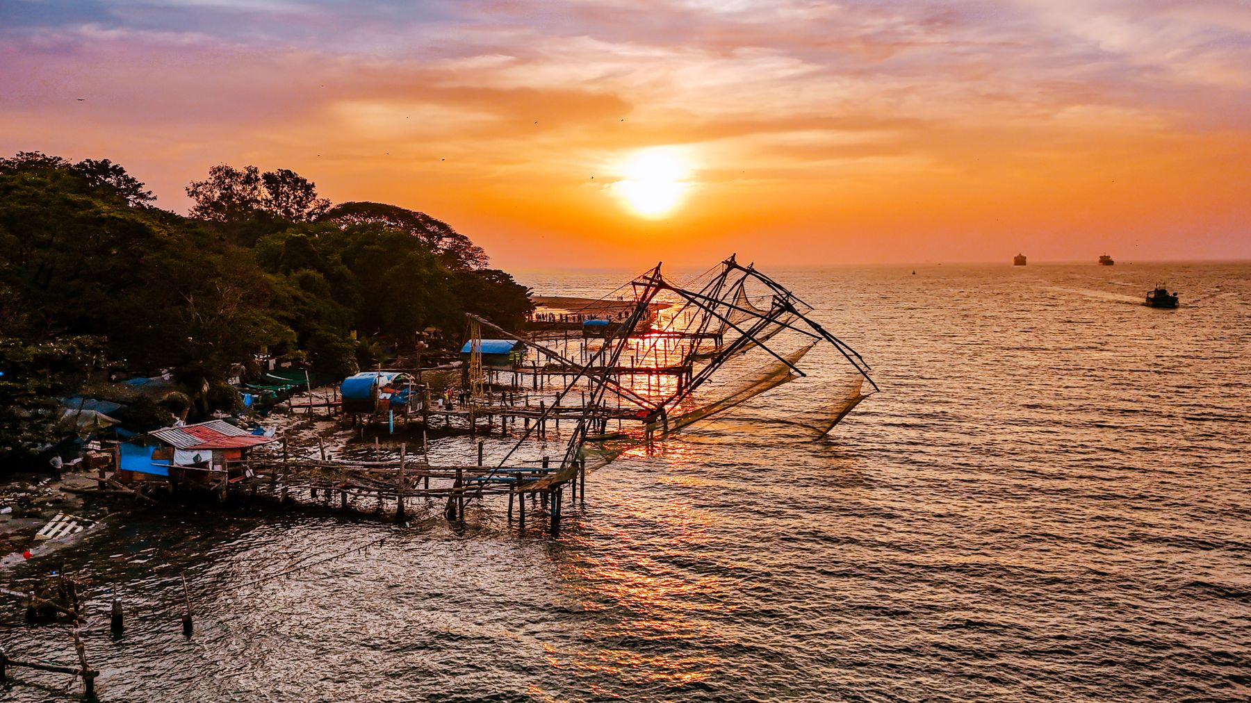 Aerial of Chinese Fishing Nets (Landscape)